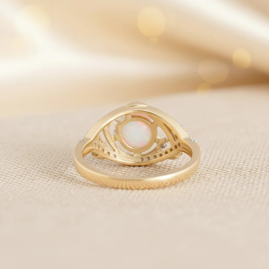 Natural Marquise Opal Ring in gold  |in Sterling Silver