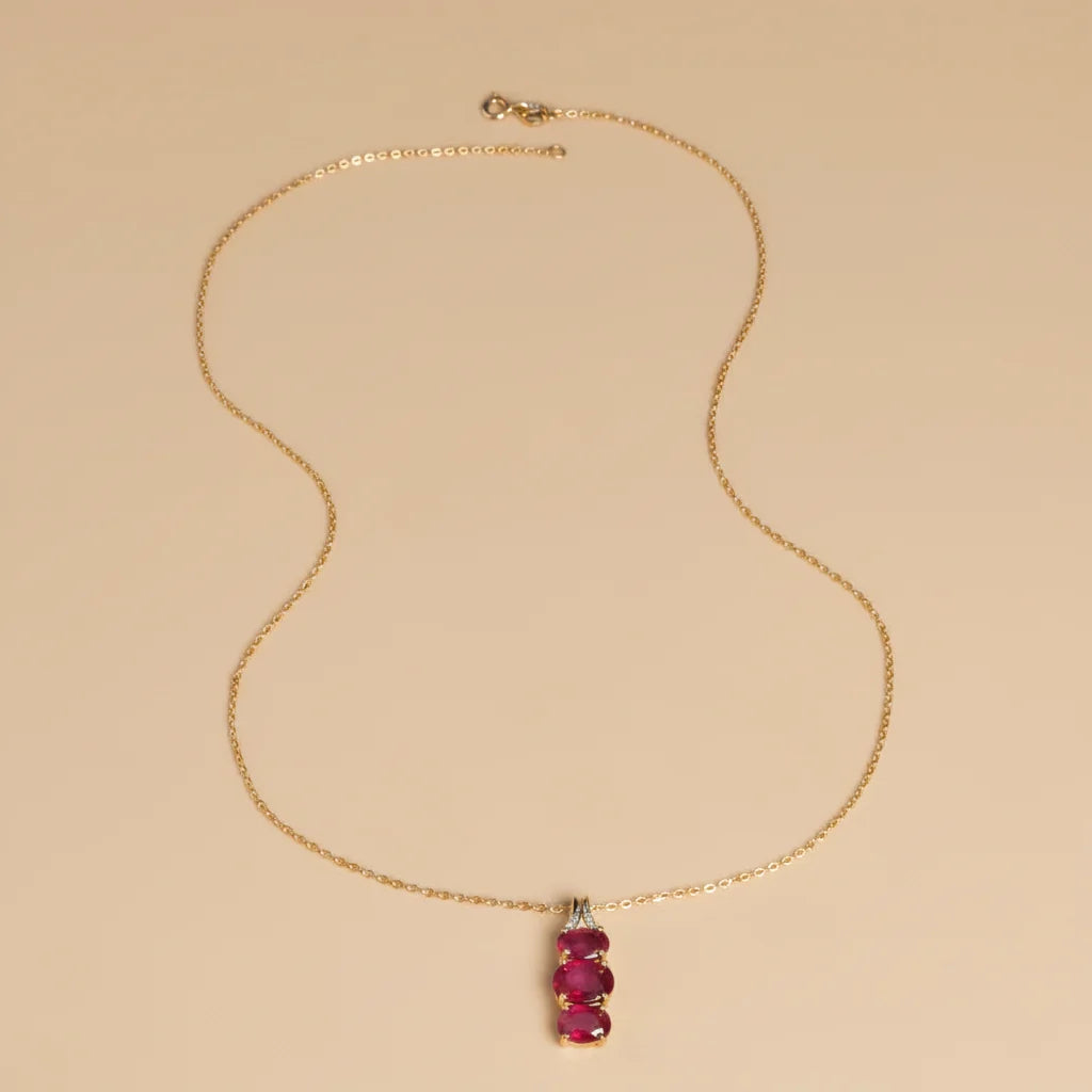 Composite Ruby Pendant Necklace in Sterling Silver