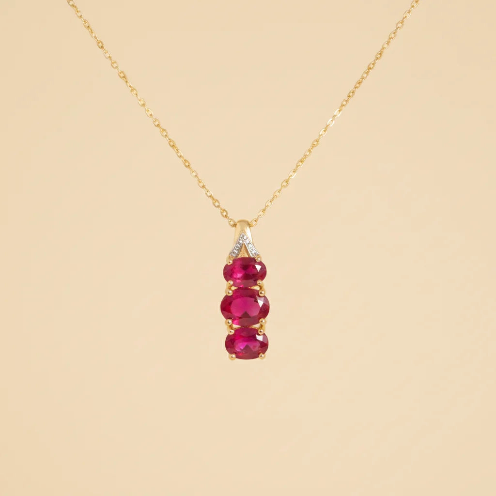 Composite Ruby Pendant Necklace in Sterling Silver