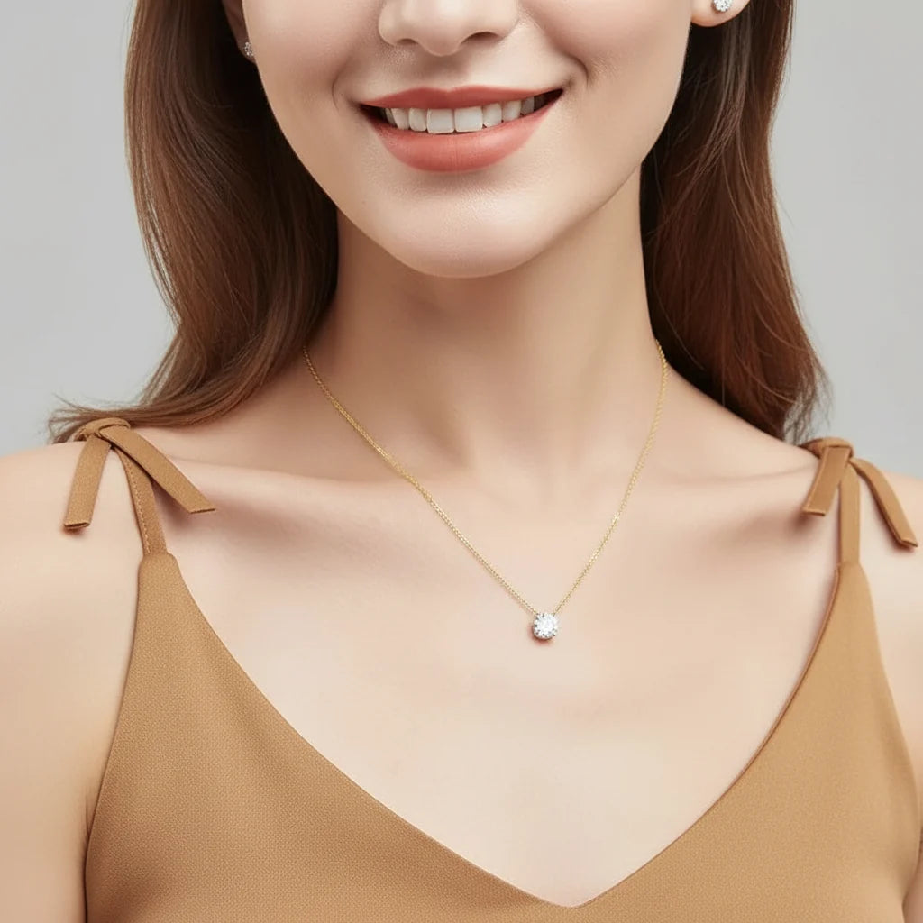 Oval Moissanite Pendant in Sterling Silver