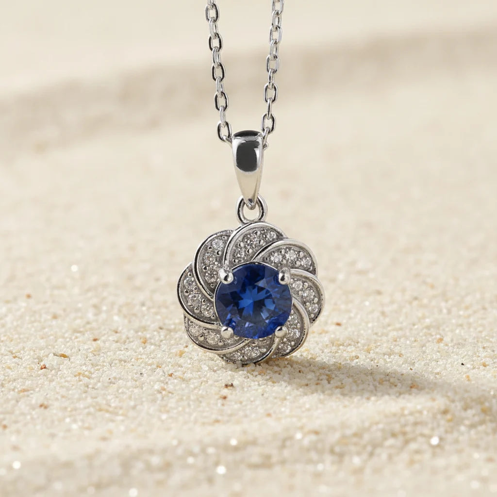 Natural Kyanite Pendant Necklace in Sterling Silver