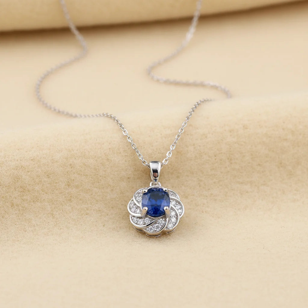Natural Kyanite Pendant Necklace in Sterling Silver