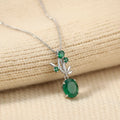 Natural Green Agate Pendant Necklace in Sterling Silver