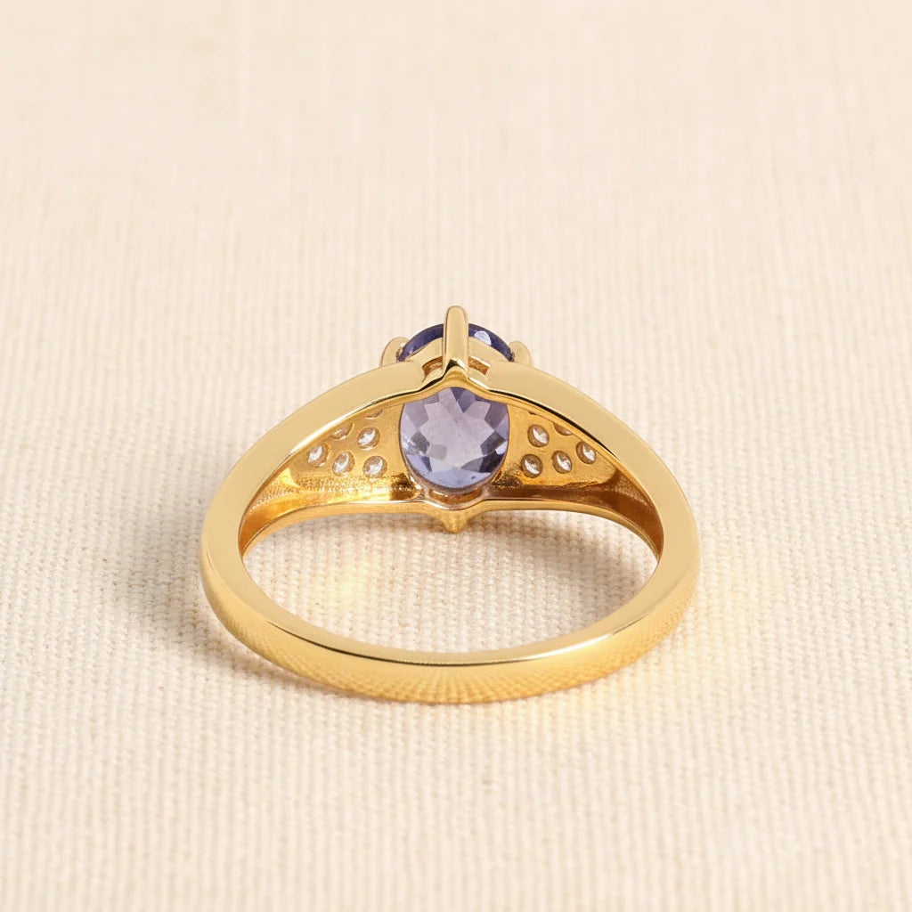 Natural Blue Tanzanite Ring  in Sterling Silver