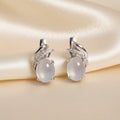 Natural White Moonstone Huggie Earrings in Sterling Silver
