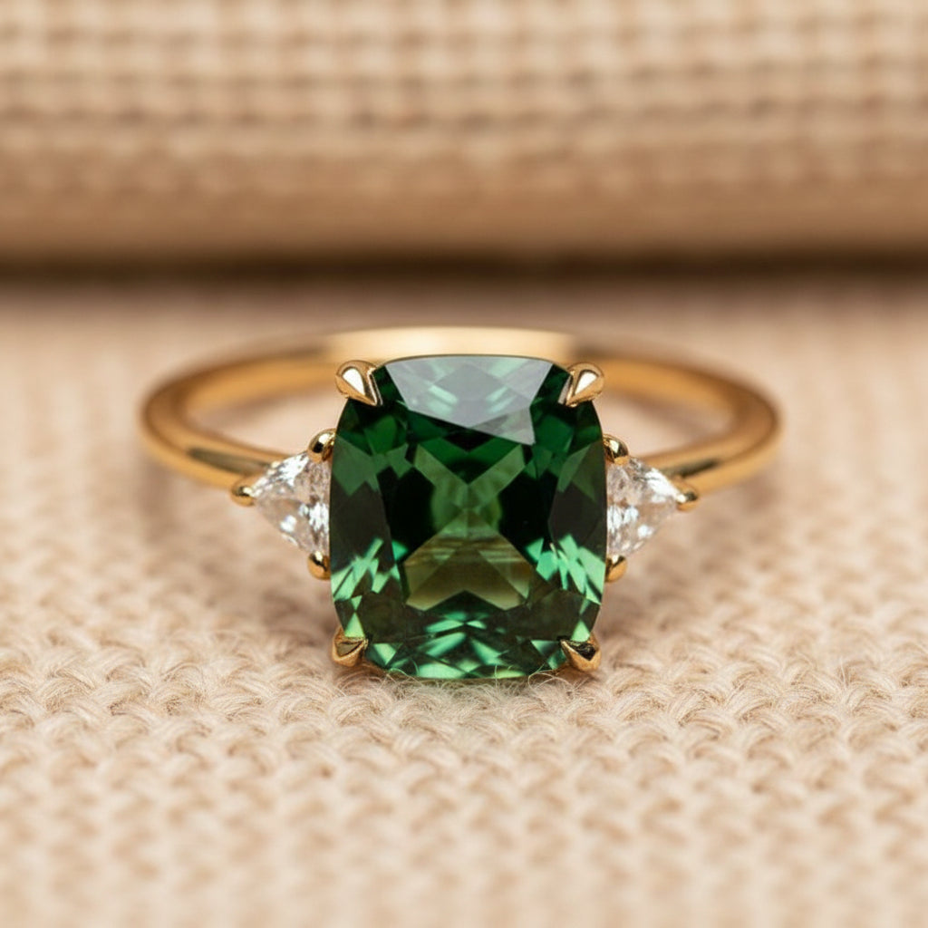Green Zirconia Ring in Gold