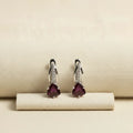 Natural Rhodolite Garnet Earrings in Sterling Silver