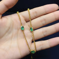 Natural Emerald Bezel Curb Chain Necklace  in Sterling Silver