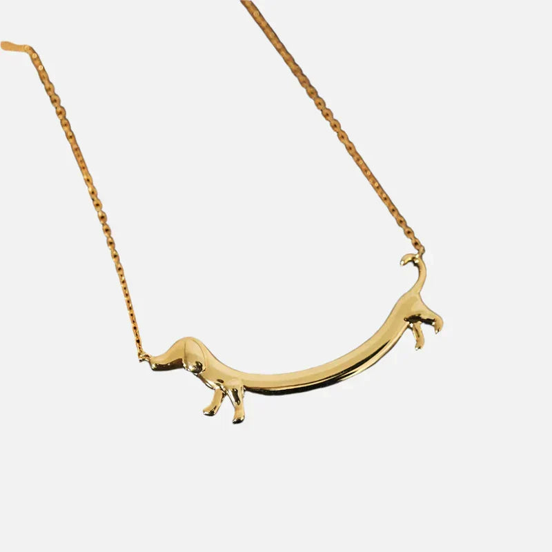 Dachshund Pendant Necklace in Silver and Gold