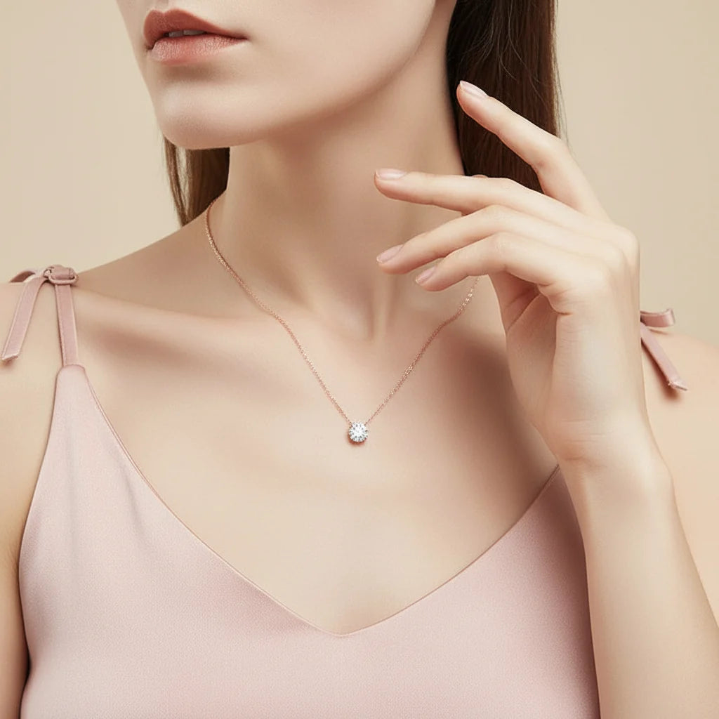 Oval Moissanite Pendant in Sterling Silver