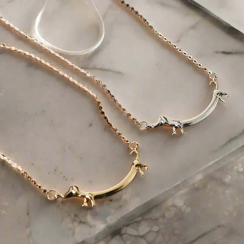 Dachshund Pendant Necklace in Silver and Gold
