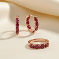 Natural Ruby Ring & Hoop Earring Set in Sterling Silver