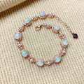 Natural Opal Charm Bracelet  in Sterling Silver