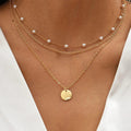 Layered Gold Plated Necklace with Pearls in Gold