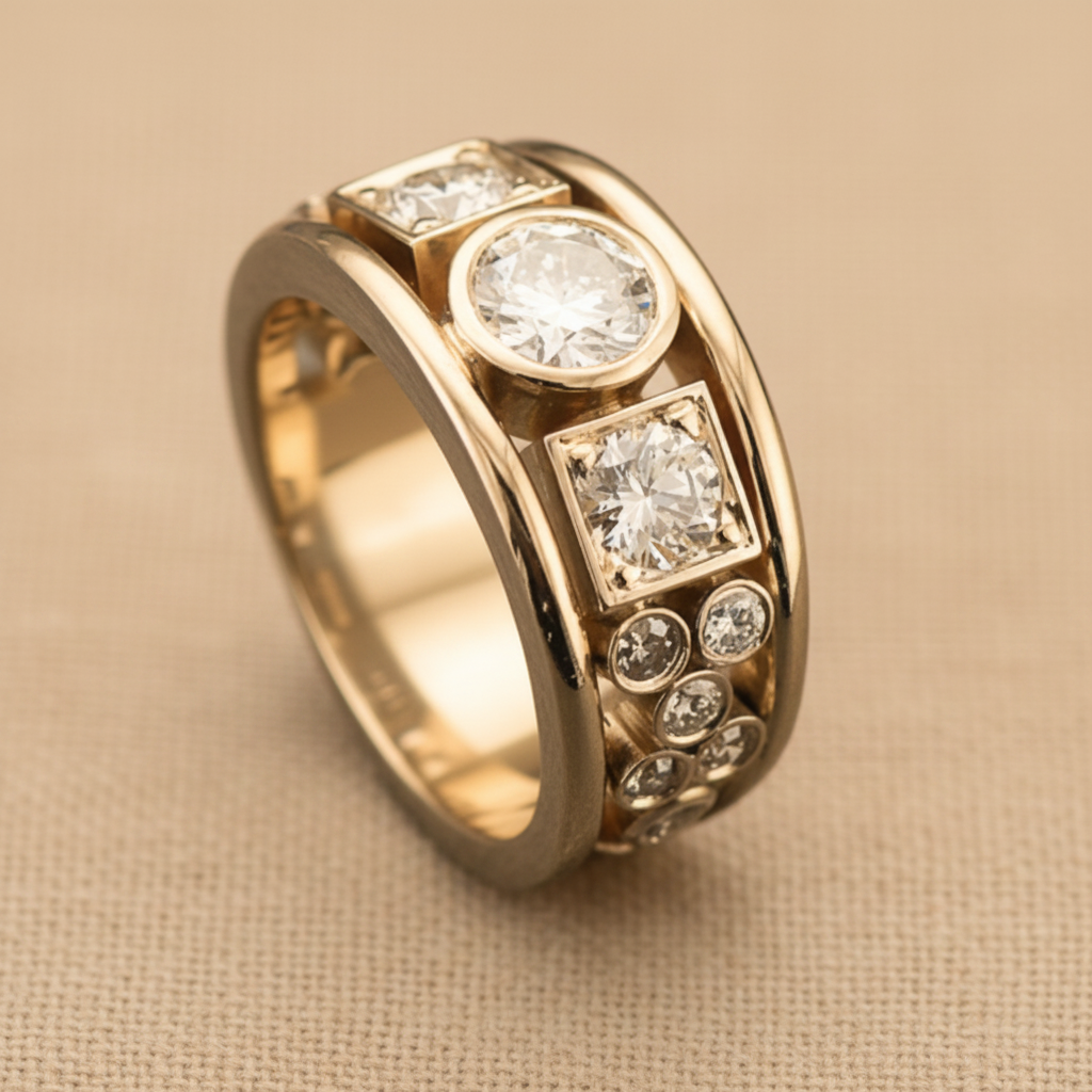 Cubic Zirconia Ring in Gold, Vintage