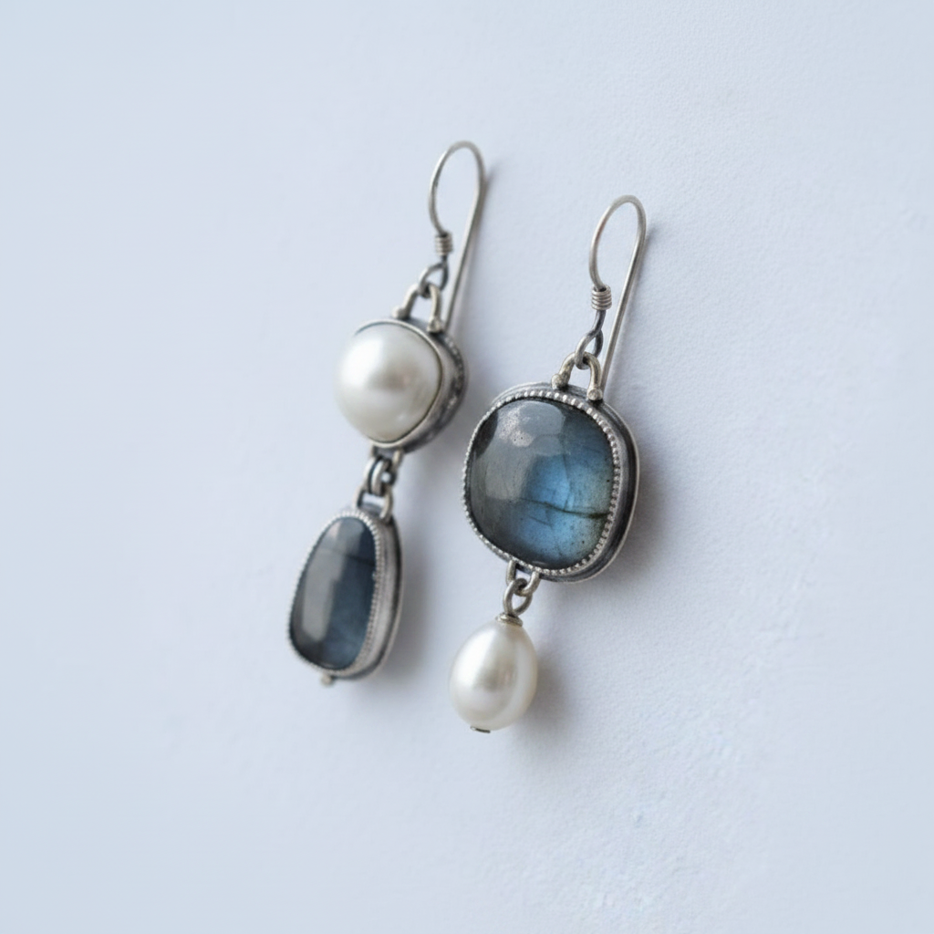 Vintage Blue Natural Stone Earrings