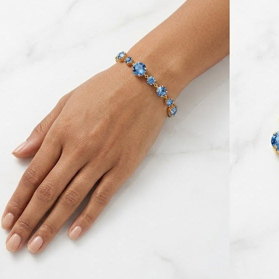 Luxury Bracelet with Blue Crystals in Silver