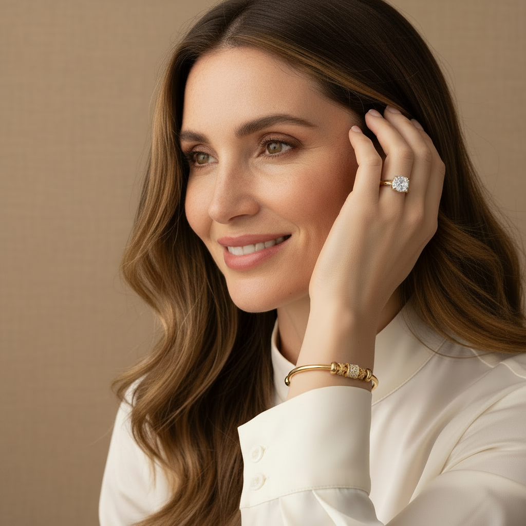 Adjustable Bracelet with Golden Charms