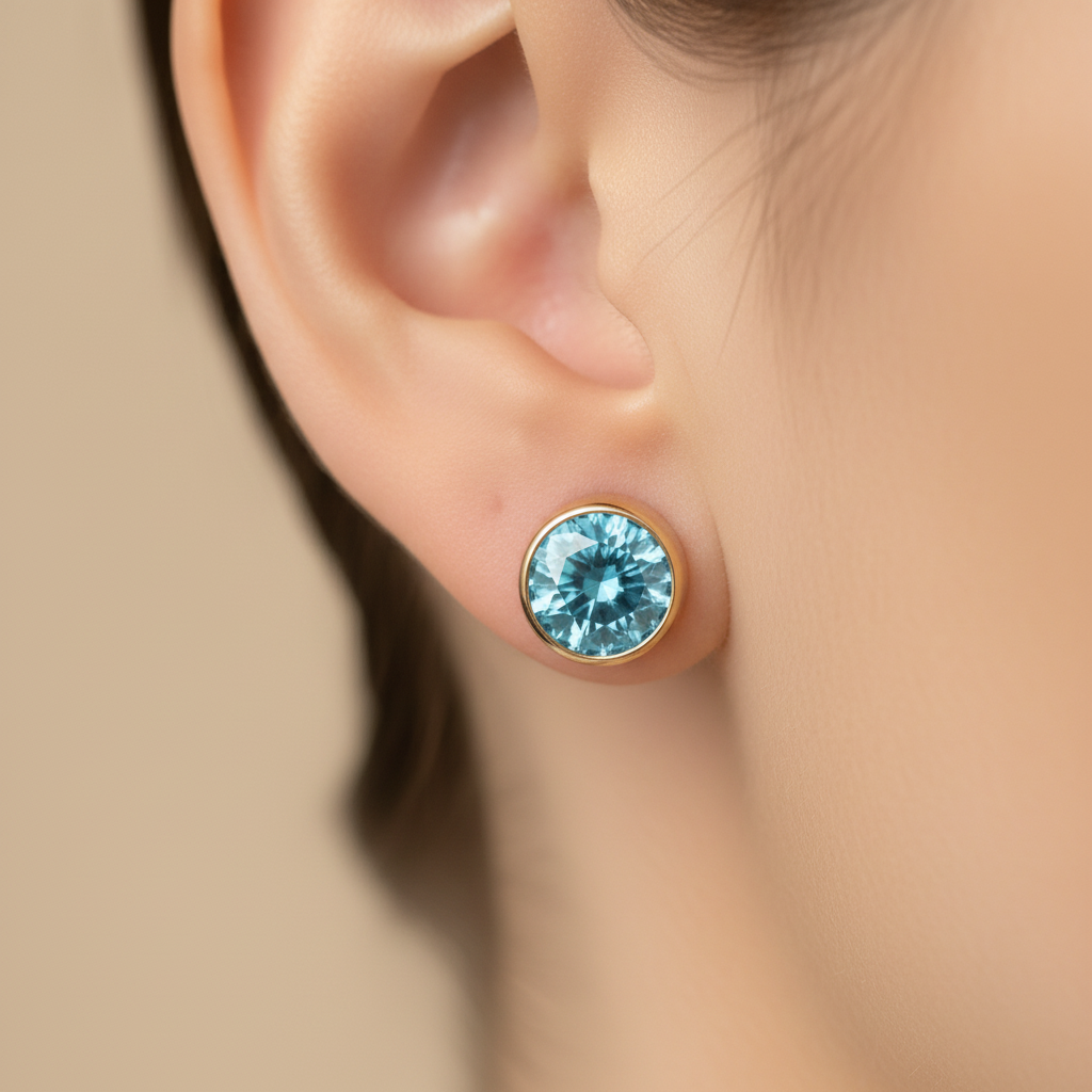 Aquamarine Birthstone Studs