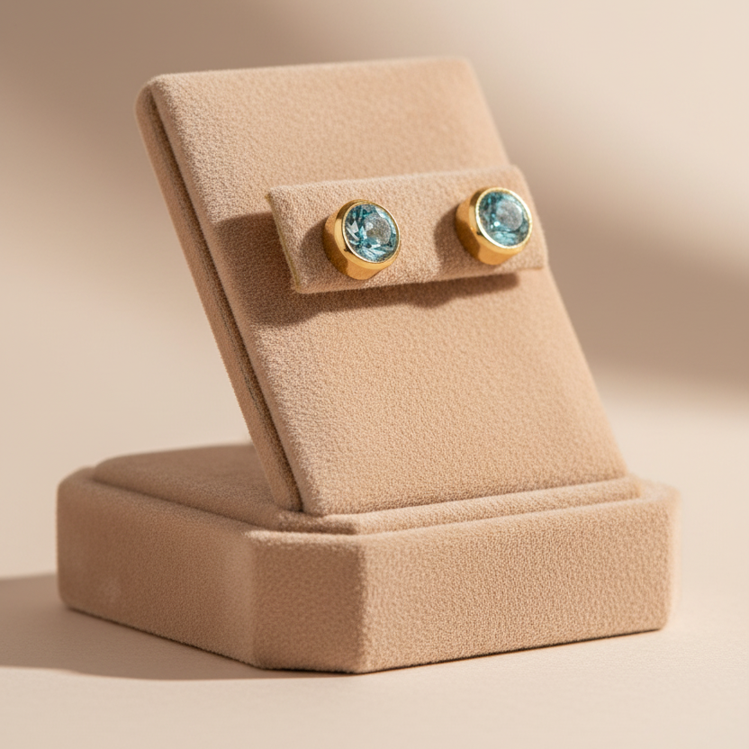Aquamarine Birthstone Studs
