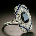 Vintage Black Stone Blue Zirconia Silver Ring