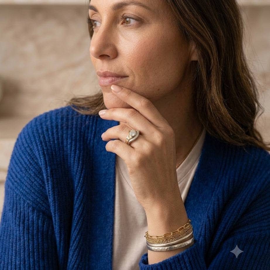 Vintage Irregular Gold & Silver Zirconia Ring