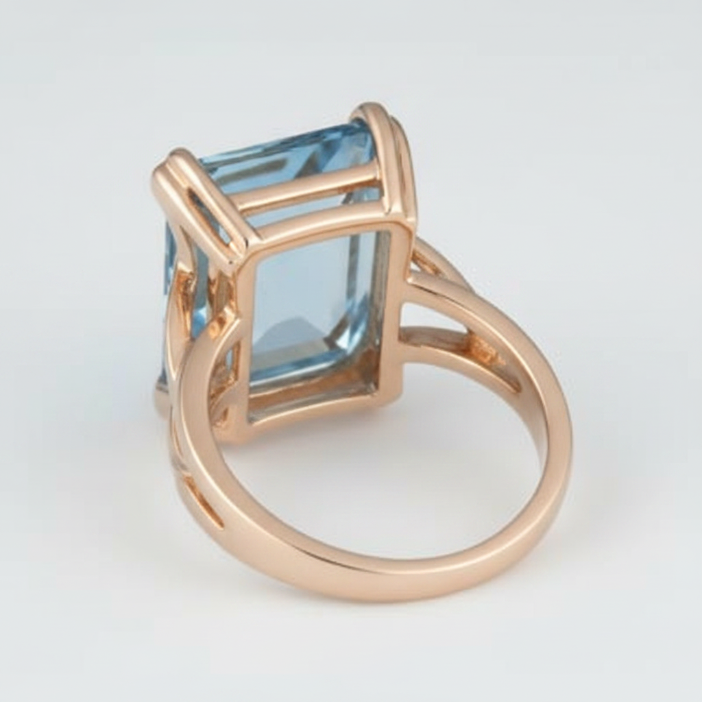 Vintage Rose Gold Blue Zirconia Ring
