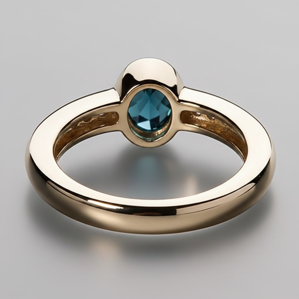 Vintage Blue Inlaid Crystal Gold Ring