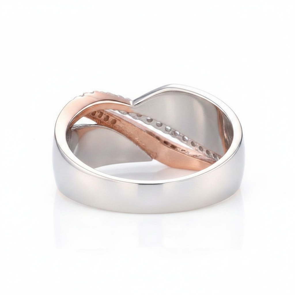 Vintage Rose Gold & Silver Zirconia Ring