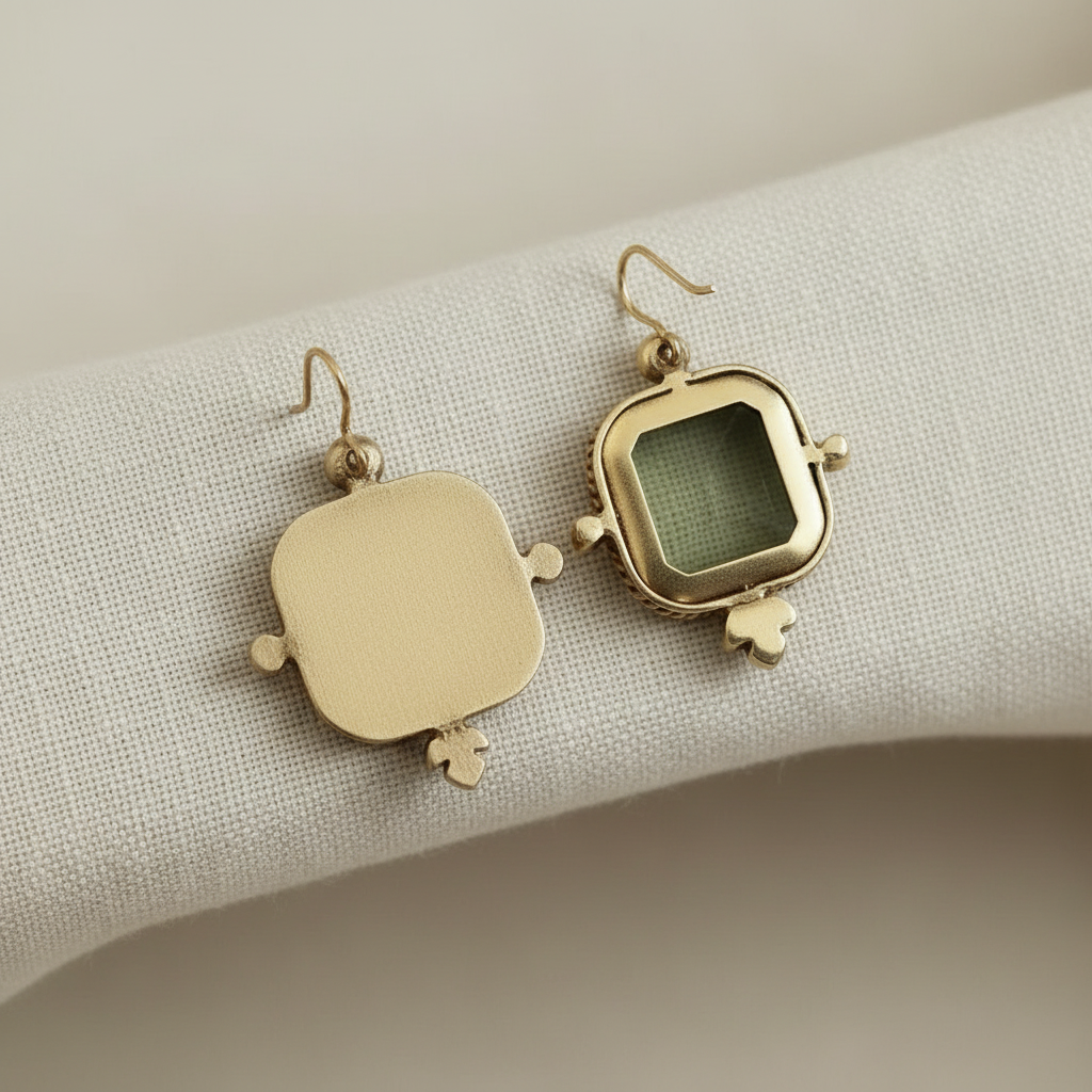 Vintage Green & Pearl Earrings