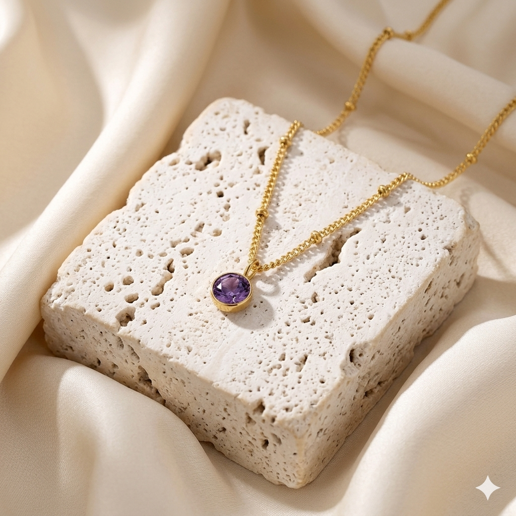 Amethyst Birthstone Pendant Necklace