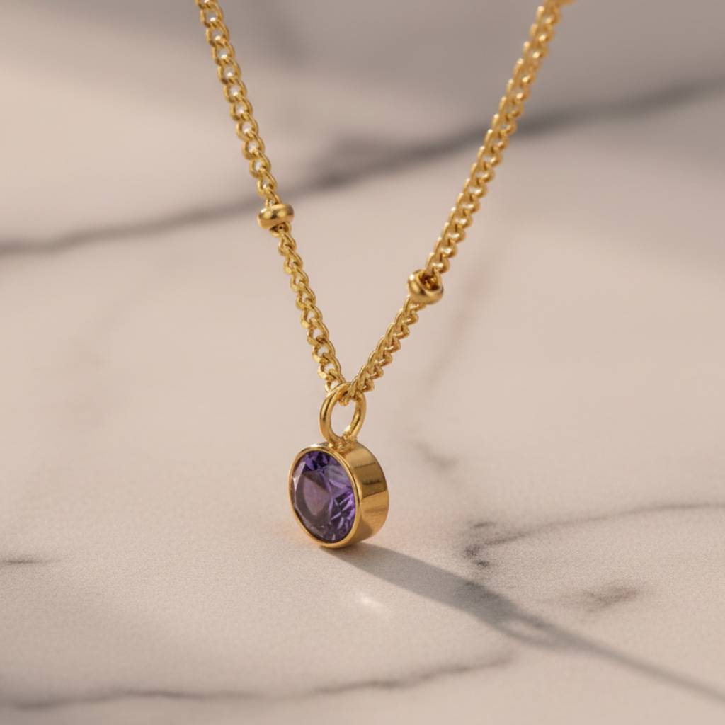 Amethyst Birthstone Pendant Necklace