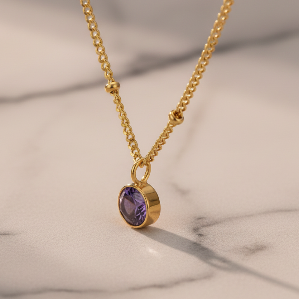Amethyst Birthstone Pendant Necklace