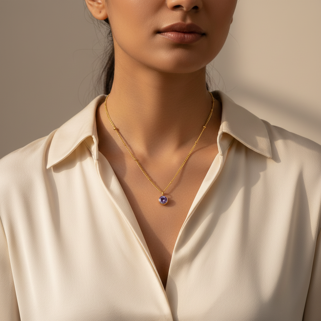 Amethyst Birthstone Pendant Necklace