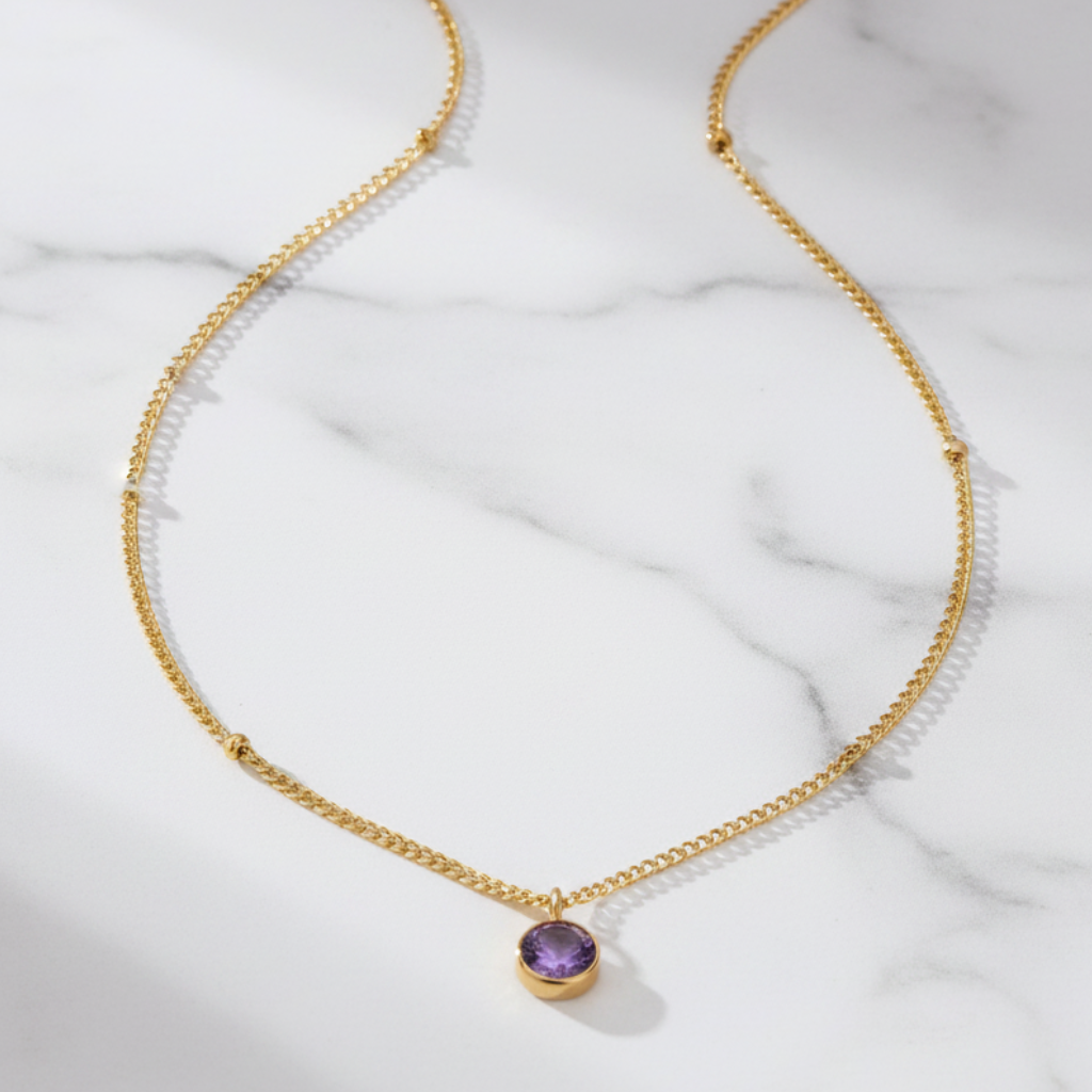 Amethyst Birthstone Pendant Necklace
