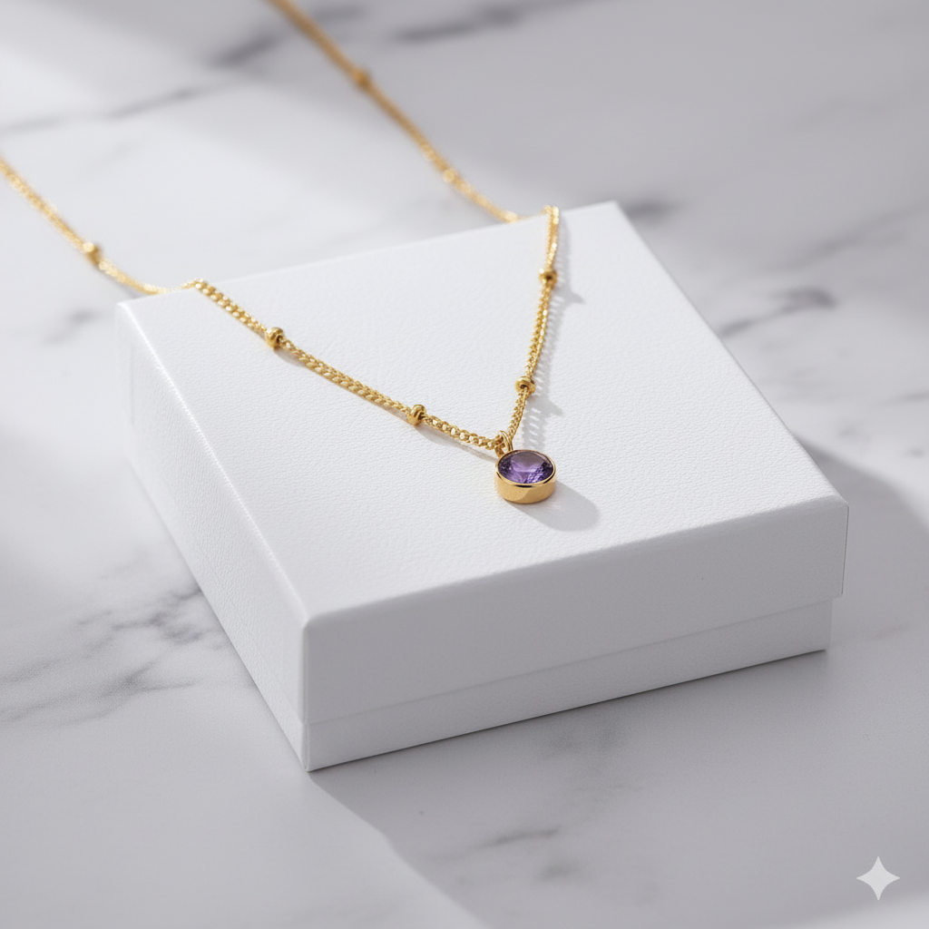 Amethyst Birthstone Pendant Necklace