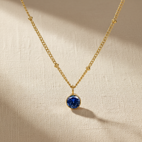 Blue Topaz Birthstone Pendant Necklace