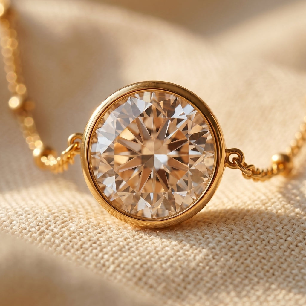 April Birthstone Pendant Necklace detail, stone close-up