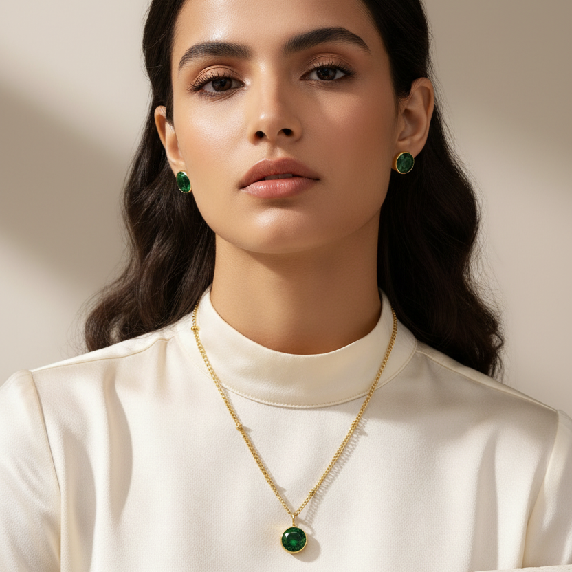 Emerald Birthstone Pendant Necklace