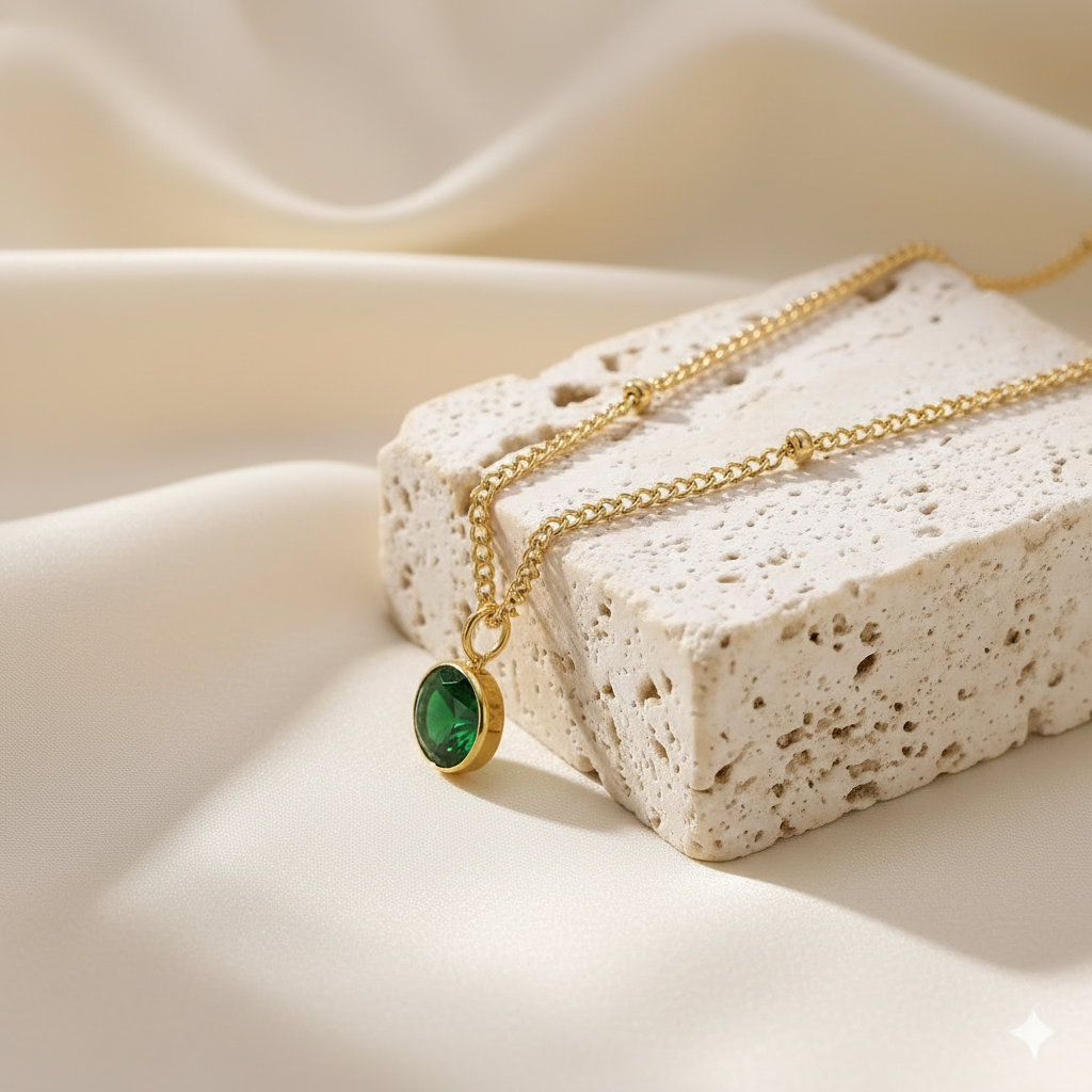 Emerald Birthstone Pendant Necklace