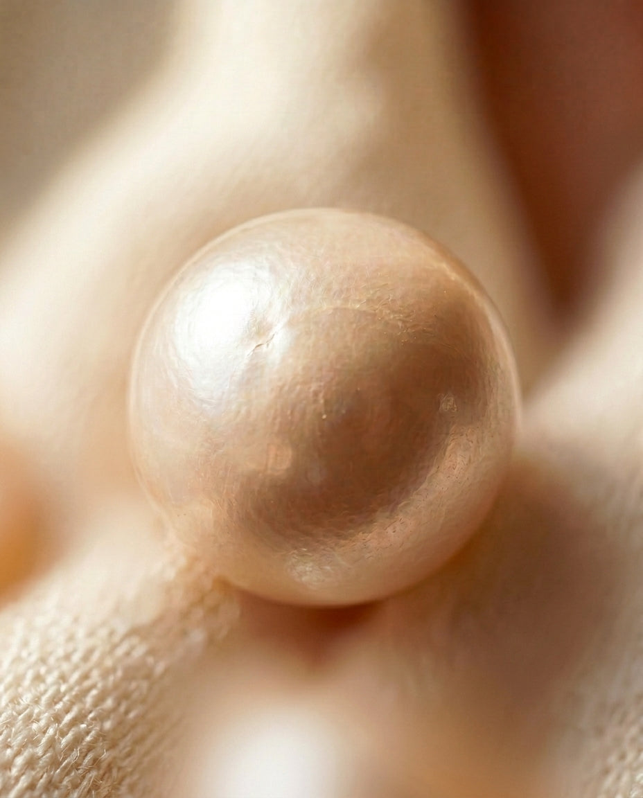 Pearl Birthstone Necklace detail, soft uneven luster