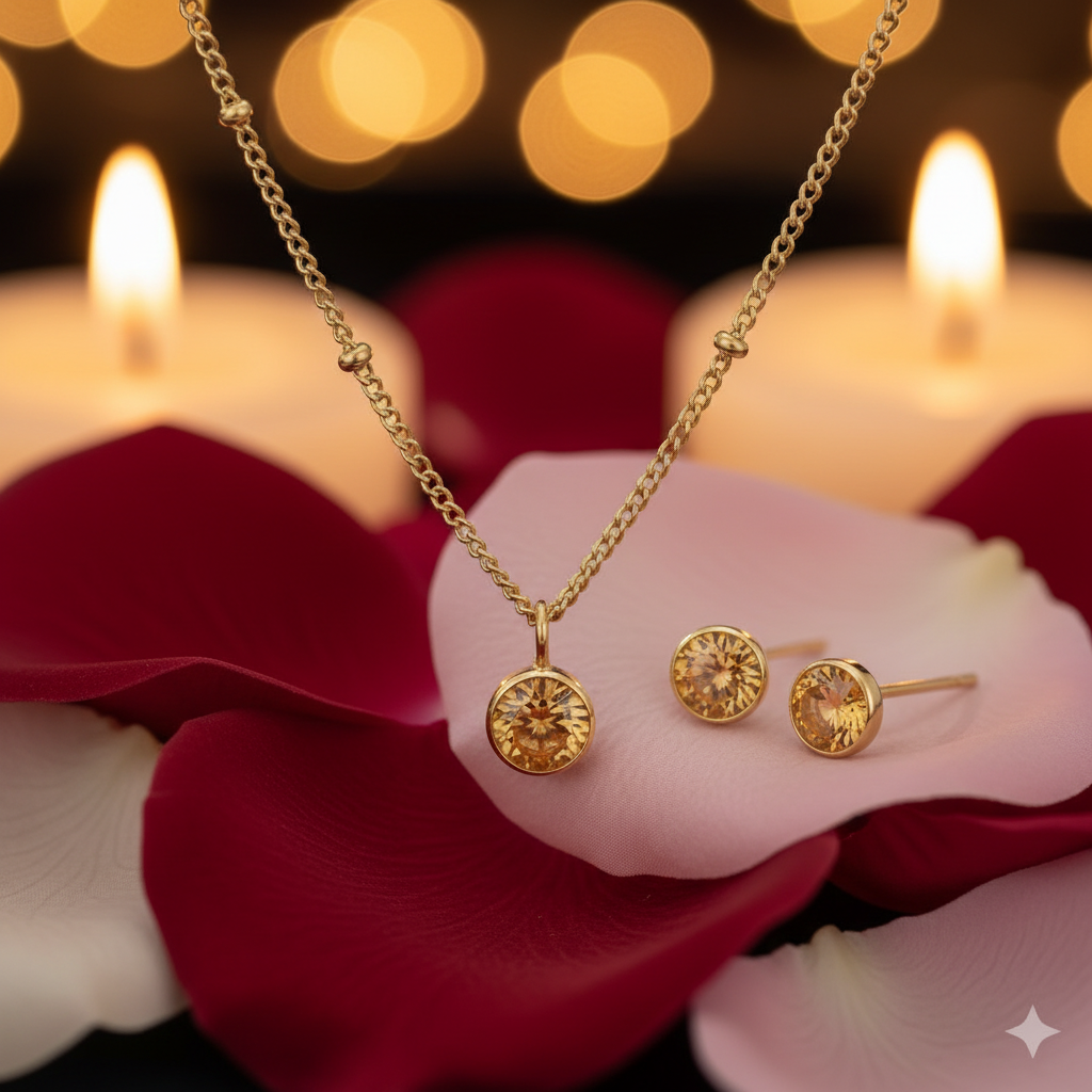 Personalized Amber Birthstone Pendant Necklace