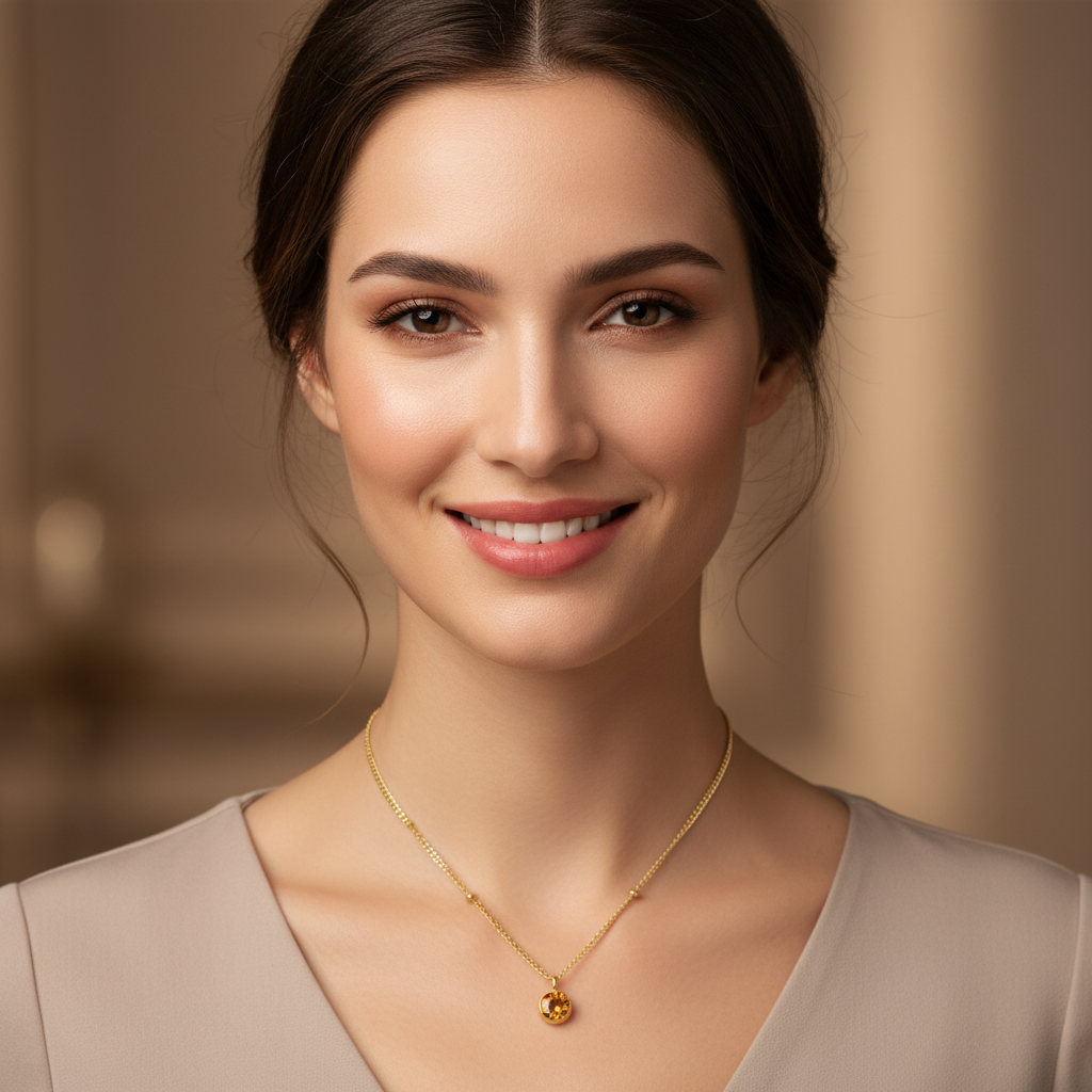 Personalized Amber Birthstone Pendant Necklace