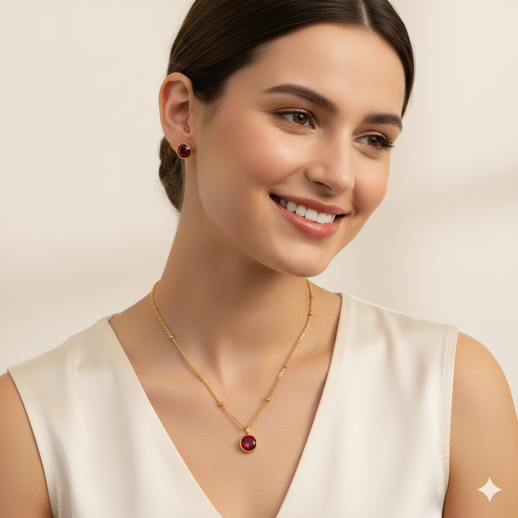 Personalized Ruby Birthstone Pendant Necklace
