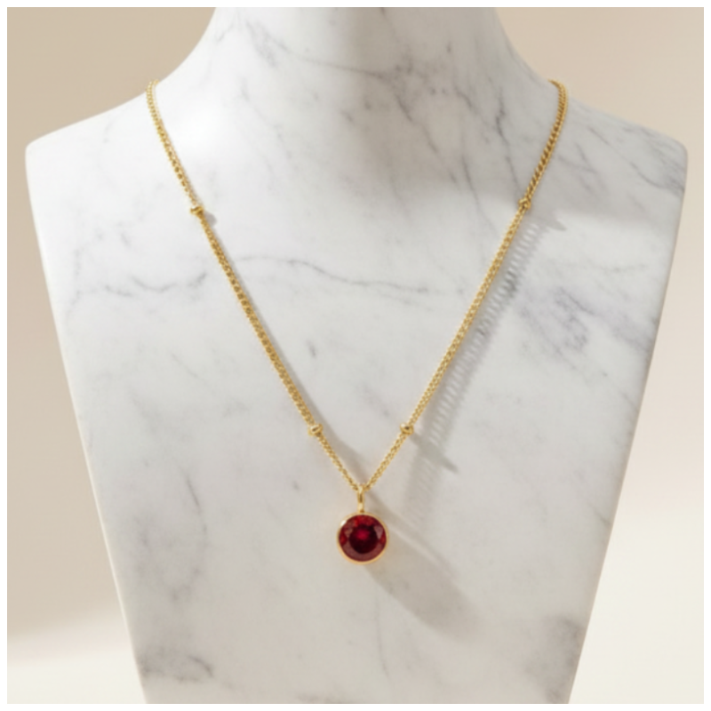 Personalized Ruby Birthstone Pendant Necklace