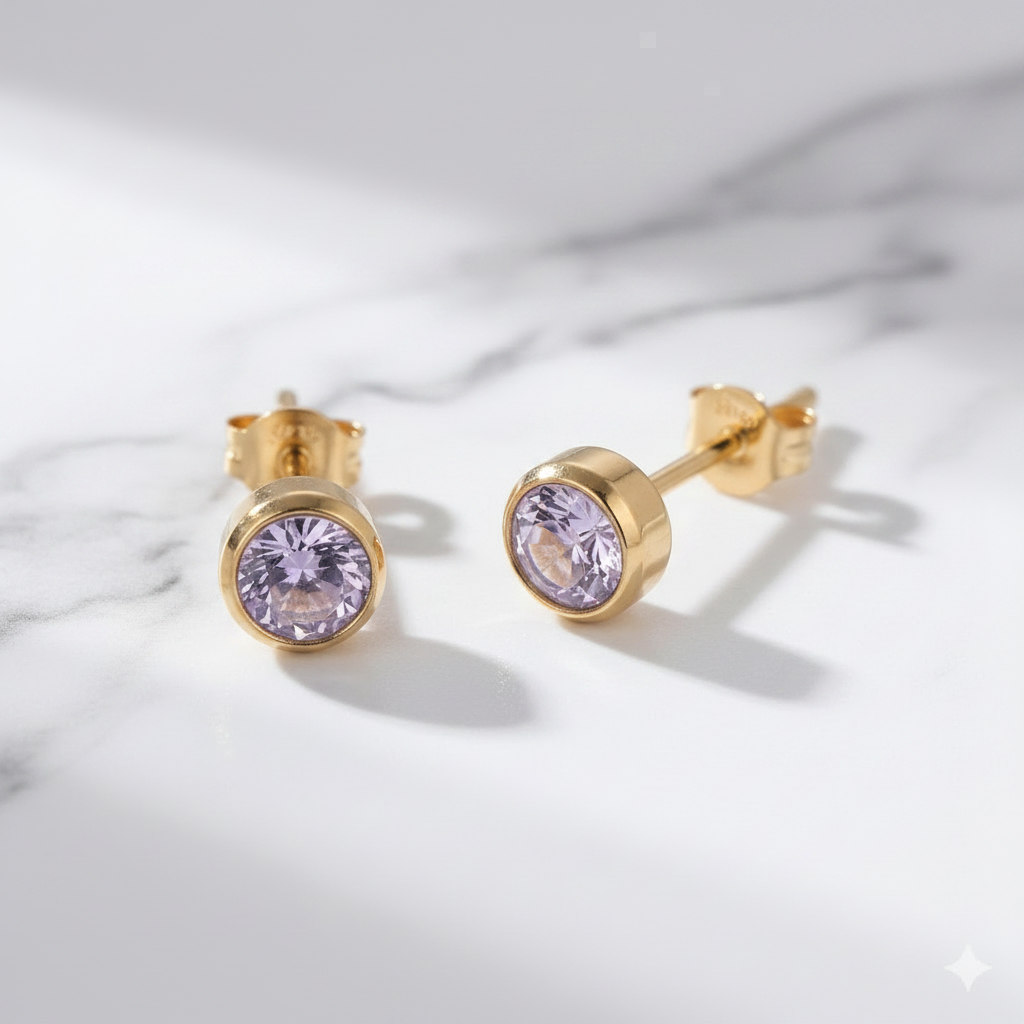 Amethyst Birthstone Studs