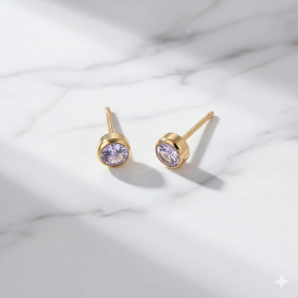 Amethyst Birthstone Studs