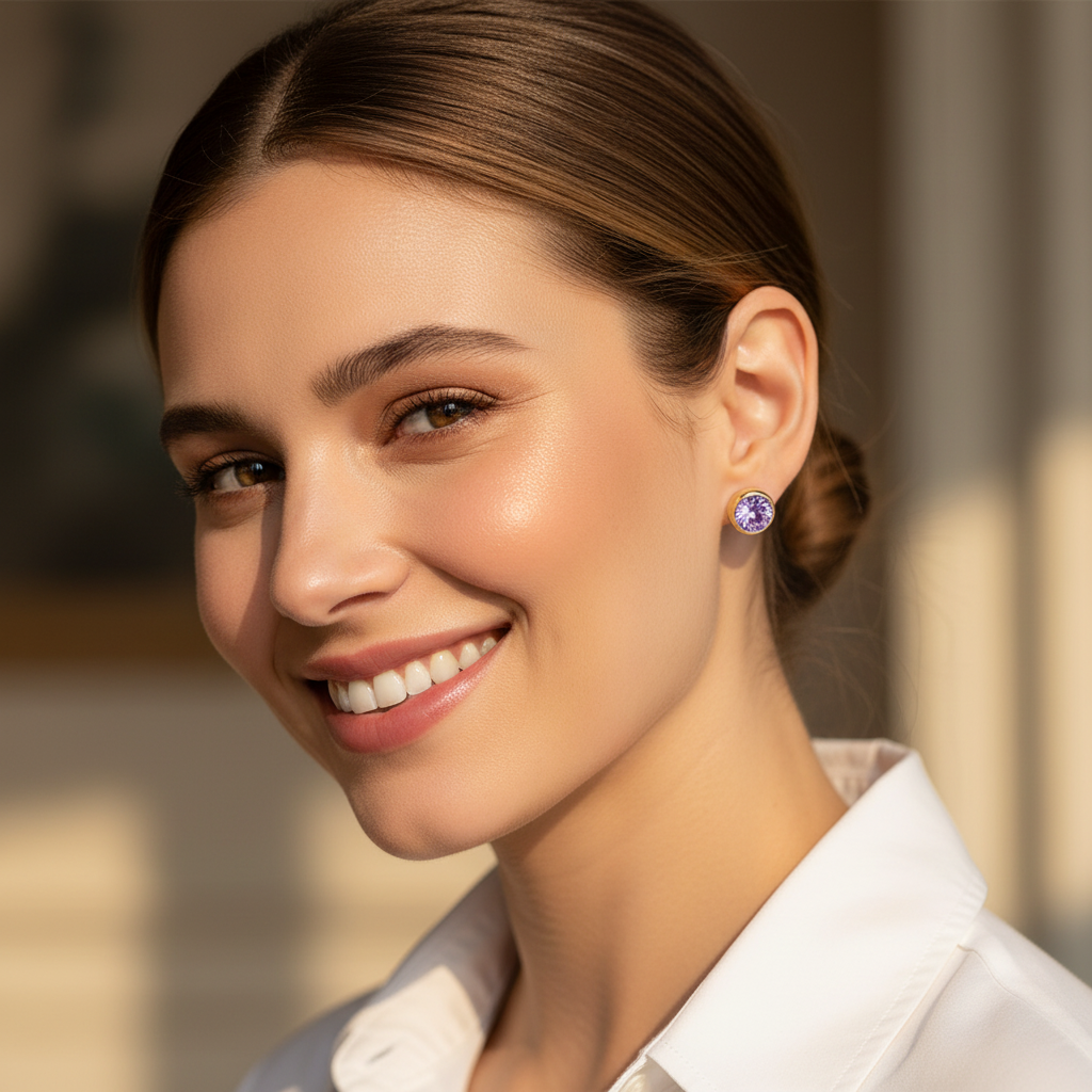 Amethyst Birthstone Studs