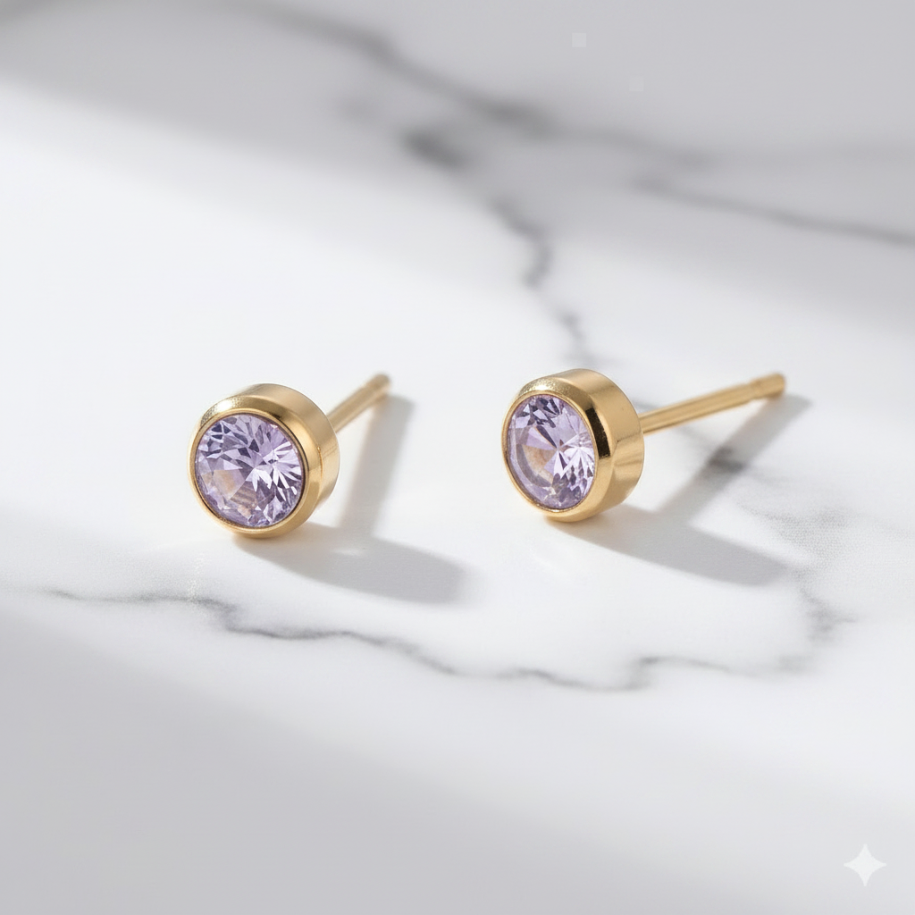 Amethyst Birthstone Studs