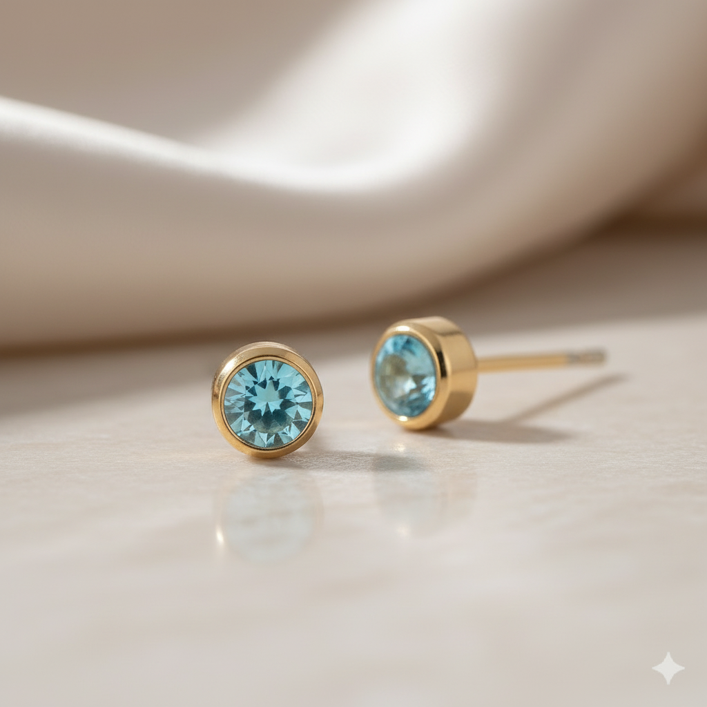 Aquamarine Birthstone Studs
